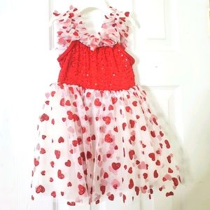 Red sequin hearts glitter dance dress